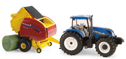 ERT13966 1:32 New Holland T6.180 Toy with Roll-Belt™ 560 Round Baler