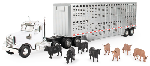 ZFN47362 1:32 Freightliner™ 122SD Semi Toy with Livestock Trailer