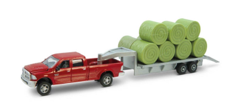 ZFN14855 1:64 Ram® Pickup Toy with Flatbed Trailer and Round Bales