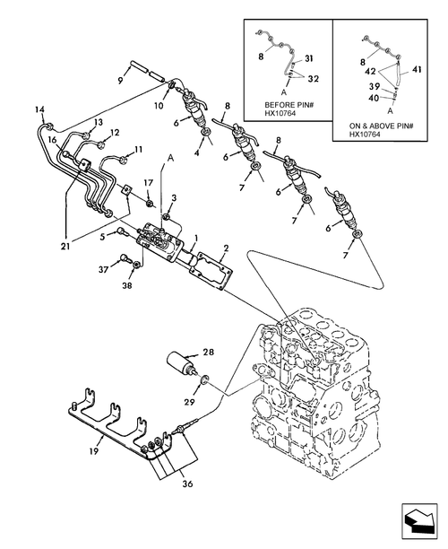 Diagram of all the parts for the TC55DA-01.10 - FUEL INJECTION PUMP & LINES at BRIM:Parts.
