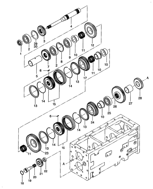 Diagram of all the parts for the TC55DA-03.04 - FRONT TRANSMISSION GEARS at BRIM:Parts.
