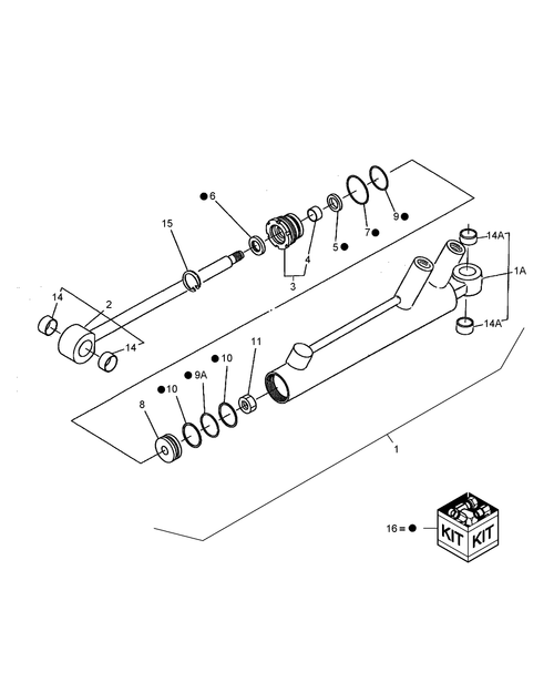 Diagram of all the parts for the TC55DA-04.02.01 - HYDRAULIC CYLINDER - W/FWD at BRIM:Parts.