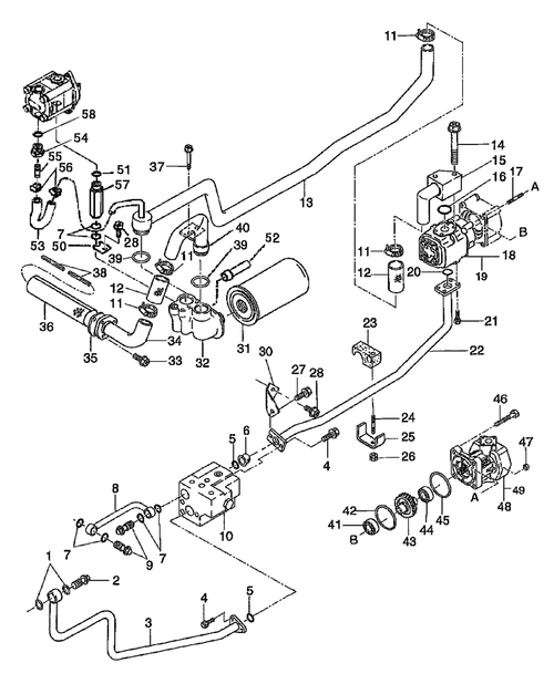 Diagram of all the parts for the TC55DA-04.04 - POWER STEERING PUMP & HYDRAULIC PUMP at BRIM:Parts.
