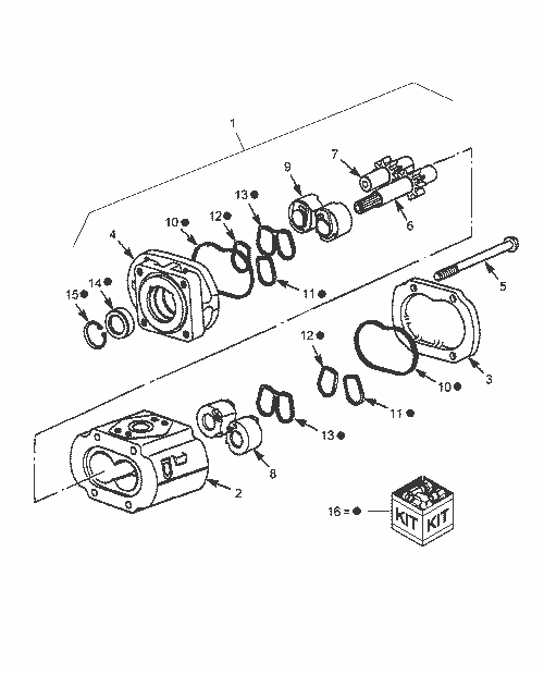 Diagram of all the parts for the TC55DA-04.04.01 - HYDRAULIC PUMP & REPAIR KIT at BRIM:Parts.