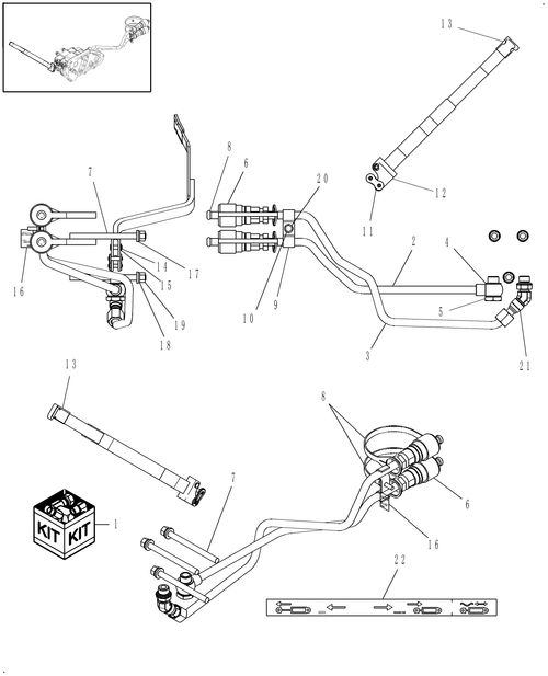 Diagram of all the parts for the TC55DA-07.11 - REAR REMOTE #2 SELF CENTERING CONTROL COMPLETING PACKAGE - 719935006 at BRIM:Parts.