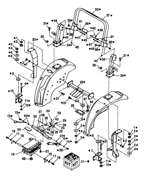 Diagram of all the parts for the TC55DA-08.04 - ROLLBAR, SEAT BRACKET, CANOPY KIT & SUNSHADE at BRIM:Parts.