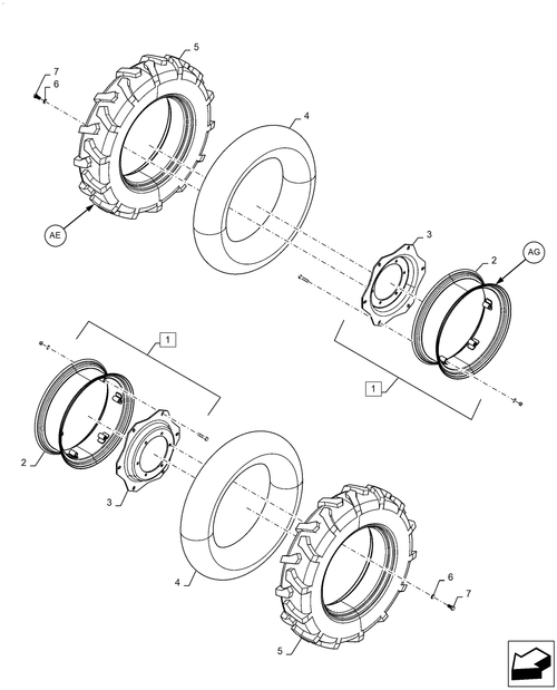Workmaster 70-44.511.AE[13] - VAR - 337915081, WHEEL ASSY, 4WD, FRONT, 9.5 X 24 BIANCO ; (Var) 337915081