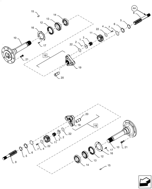 Workmaster 70-27.124.AA[01] - REDUCTION, SHAFT, FINAL 8INCH IMPROVED SUN WITH SAME LENGTH WITH CURRENT SEALING