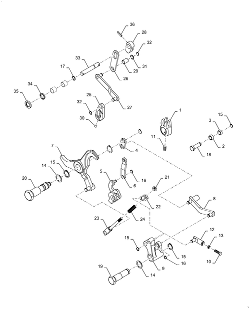 Workmaster 75 (10-16)-35.100.AP[38] - HYDRAULIC LIFT INTERNAL LEVER ASSY, 750CC W/O CONTROL VALVE
