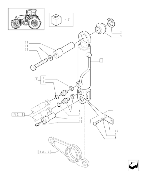 TM120-1.21.3/02[03] - (VAR.463) 4WD FRONT AXLE WITH SUSPENSIONS, FULL POWER SHIFT - CYLINDER