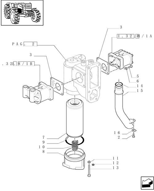 TM120-1.32.8/01[01] - MECHANICAL GEAR BOX 20X16 (40 KM/H) / PUMPS FOR HYDRAULIC SYSTEM AND LIFT