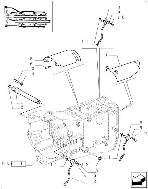 TM120-1.21.0/04[02] - (VAR.281) FULL POWER-SHIFT TRANS. 18X6 (40 KPH-4WD) AND 17X6 (30 KPH) - HOUSING , GEARS