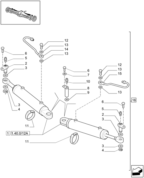 TM120-1.40.0/12[01] - 4WD FRONT AXLE - HYDRAULIC CYLINDER