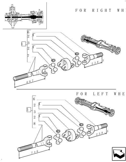 TM120-1.40.1/10[02] - (VAR.316) (CLASS 3 FRONT AXLE WITH BRAKE - DIFFERENTIAL GEARS AND DIFFERENTIAL SHAFT