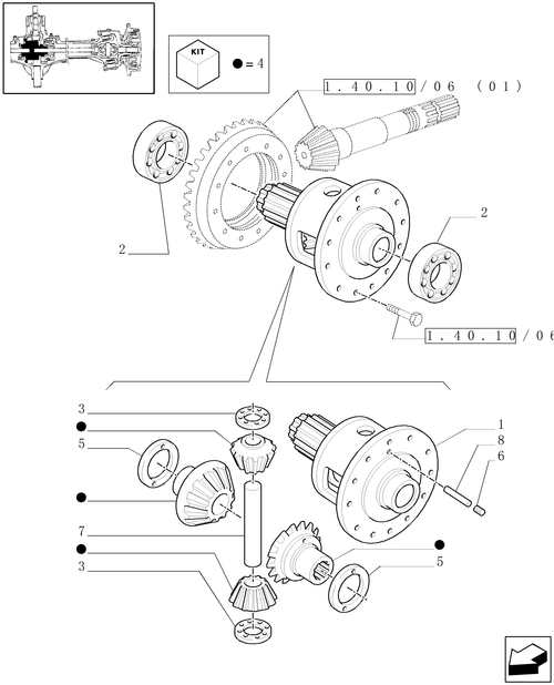 TM120-1.40.10/07 - (VAR.521) CLASS 4 4WD FRONT AXLE SUPERSTEER WITH ''TERRALOCK'' - DIFFERENTIAL