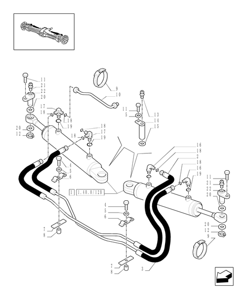 TM120-1.40.3/12 - (VAR.420) 4WD FRONT AXLE WITH SUSP. AND ''TERRALOCK'' - SEMI POWER SHIFT -HYDRAULIC  STEERING CYLINDER