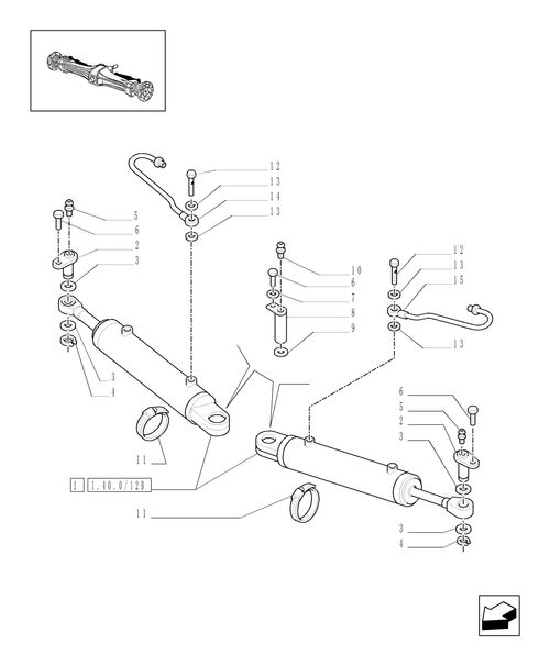 TM120-1.40.8/12 - (VAR.518) CLASS 4 4WD FRONT AXLE WITH TERRALOCK - HYDRAULIC STEERING CYLINDER
