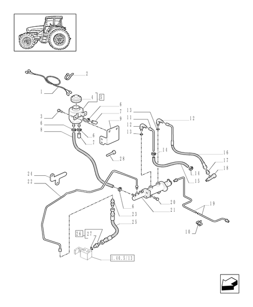 TM120-1.68.5/02[02] - (VAR.452/1) 4WD FRONT AXLE WITH SUSPENSIONS, BRAKE, TERRALOCK, S.P.S. - BRAKE PIPES