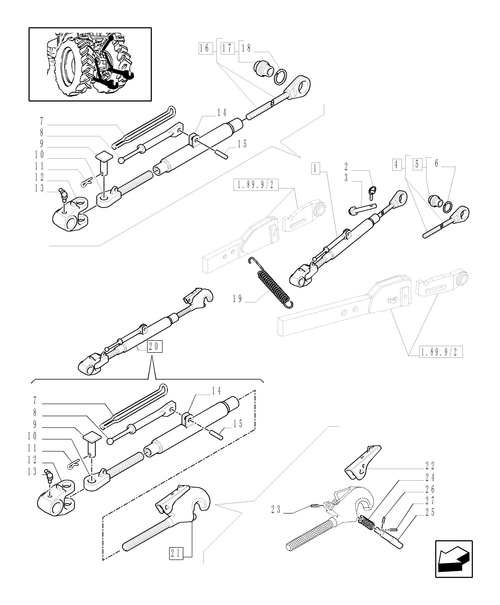 TM120-1.89.6/03[02] - (VAR.881) IMPLEMENT CARRIER (TELESCOPIC ARMS) 2/3 CAT. AND ANTI-SHACKE PLATES - C5155