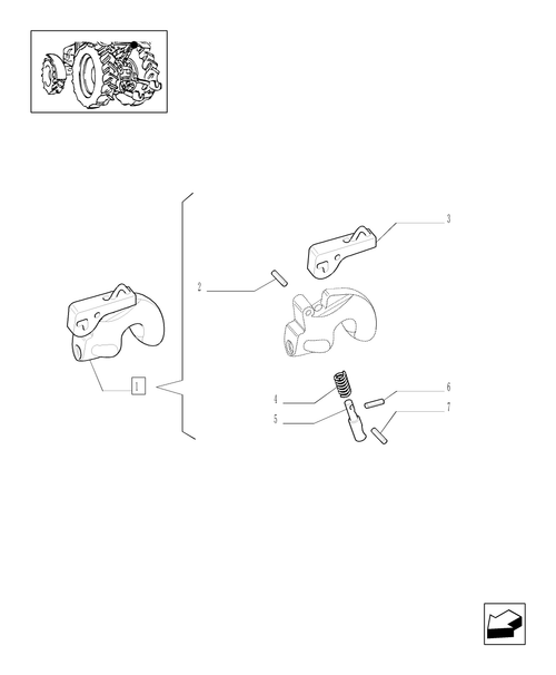 TM120-1.89.6/09C - (VAR.900) HYDR. ADJUSTMENT OF RIGHT TIE-ROD AND THIRD POINT LINK FOR CLOSED CCLS CENTRE - HOOK