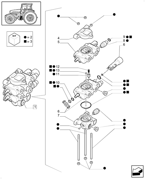 TM130-1.82.7/04A - (VAR.440,440/1,440/2) 2 CONTROL VALVES WITH MECHANICAL JOYSTICK FOR LOADER - PARTS COMPONENTS
