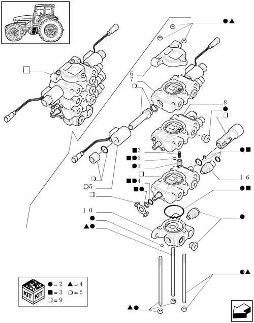TM130-1.82.7/11A - (VAR.244-245/1) VALVE, LOADER MID MOUNT 3 SPOOL - PARTS