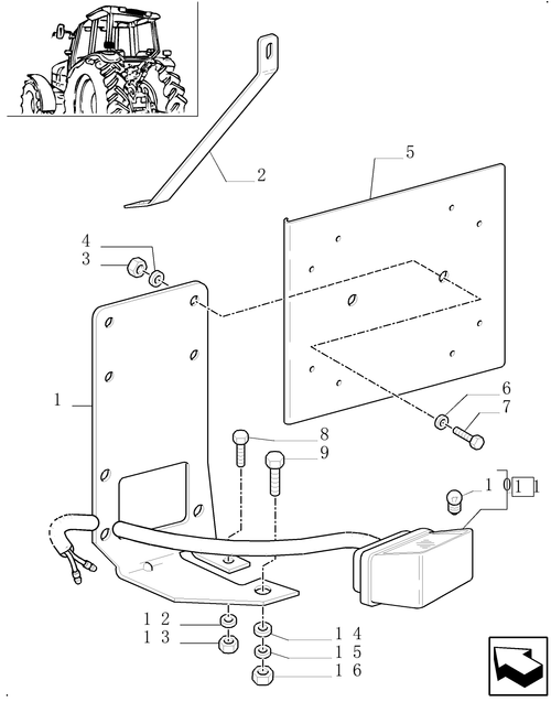 TM130-1.98.3/01 - (VAR.965) LICENSE PLATE LAMP & SUPPORT, MOUNTING ON MUDGUARD