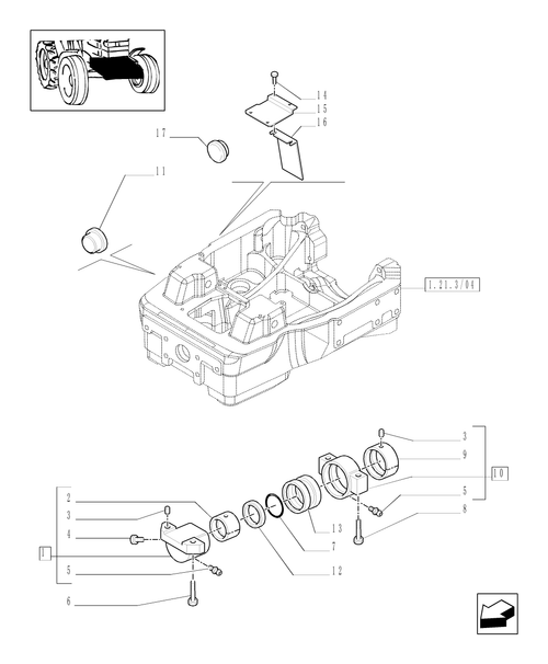 TM140-1.21.1/11 - (VAR.519-520) CLASS 4 4WD FRONT AXLE WITH SUSPENSIONS AND ''TERRALOCK'' - SUPPORT