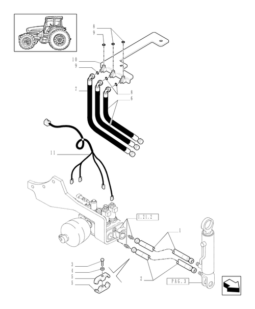 TM140-1.21.3[04] - (VAR.420) 4WD FRONT AXLE WITH SUSPENSIONS AND ''TERRALOCK'' - PIPES