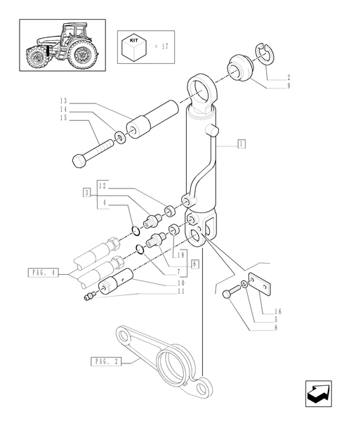 TM140-1.21.3/04[03] - (VAR.519-520) CLASS 4 4WD FRONT AXLE WITH SUSPENSIONS AND ''TERRALOCK'' - CYLINDER