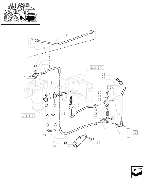 TM140-1.29.7/01 - MECHANICAL GEAR BOX 20X16 (40 KM/H) / LUBRICATION PIPING