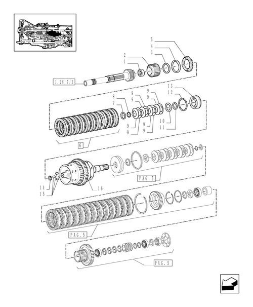 TM140-1.32.1/03[04] - (VAR.281) FULL POWER-SHIFT TRANS. 18X6 (40 KPH-4WD) AND 17X6 (30 KPH) - CENTRAL REDUCTION GEARS