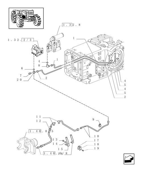 TM140-1.32.8/03[01] - (VAR.272) HI-LO 24X12 (SHUTTLE 40 KM/H) / LUBRICATION PIPING
