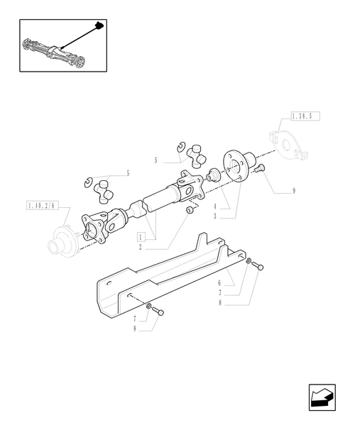 TM140-1.38.5/03 - (VAR.416) FRONT AXLE PROPELLER SHAFT (4WD) - W/SUPERSTEER FRONT AXLE