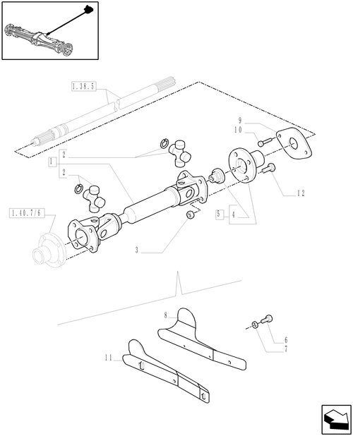 TM140-1.38.5/08 - (VAR.519-520) CLASS 4 4WD FRONT AXLE WITH SUSPENSIONS AND ''TERRALOCK'' - DRIVE SHAFT
