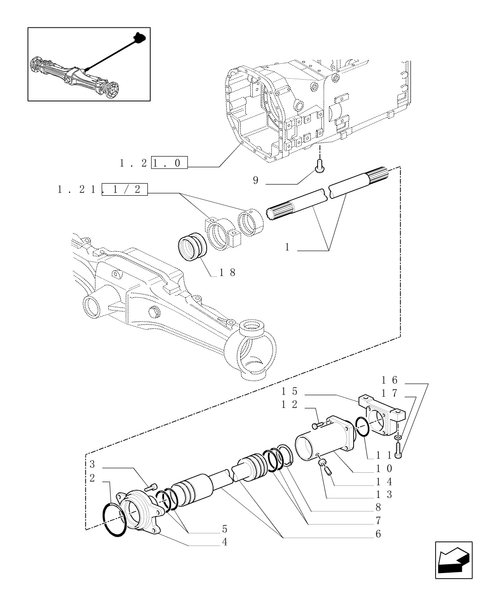 TM140-1.38.5/02[01] - (VAR.449) PADDY FIELD VERSION - FRONT AXLE PROPELLER SHAFT (4WD)