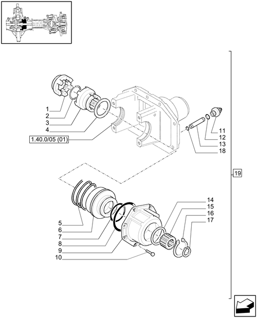 TM140-1.40.0/08 - 4WD FRONT AXLE - DIFFERENTIAL LOCK