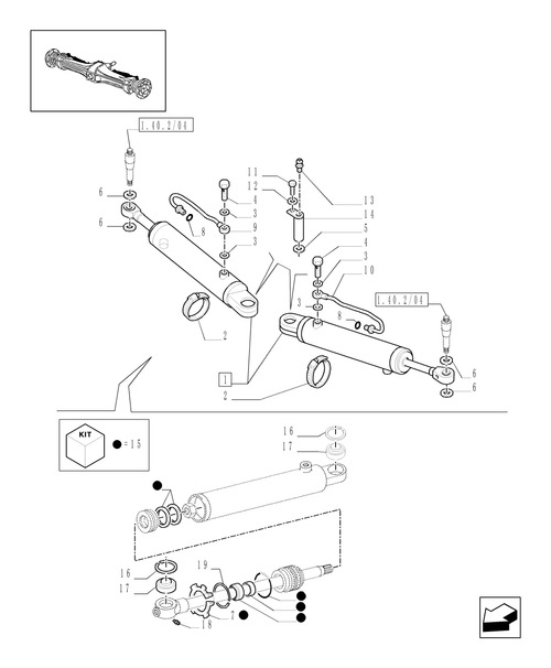TM140-1.40.10/12 - (VAR.521) CLASS 4 4WD FRONT AXLE SUPERSTEER WITH ''TERRALOCK'' - HYDRAULIC  STEERING CYLINDER