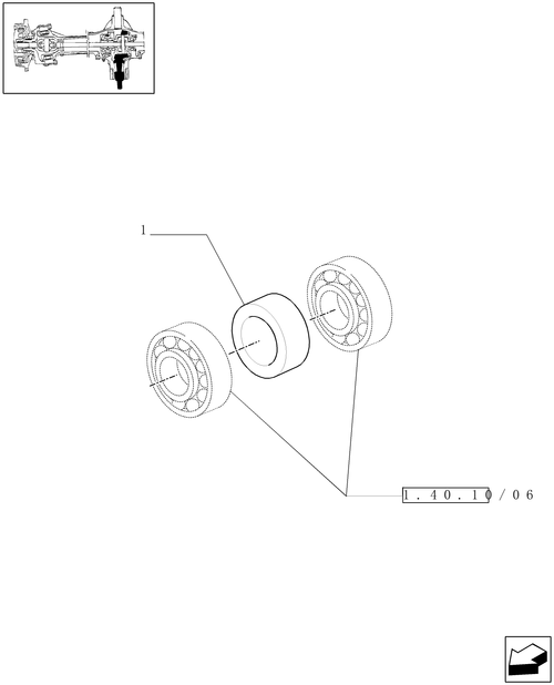 TM140-1.40.10/06[02] - (VAR.521) CLASS 4 4WD FRONT AXLE SUPERSTEER WITH ''TERRALOCK'' - BEVEL GEAR PAIR