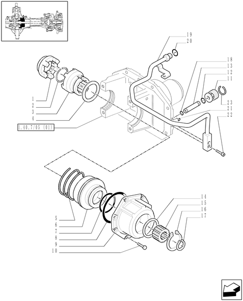 TM140-1.40.7/09[01] - (VAR.463/1) 4WD FRONT AXLE WITH SUSPENSIONS, BRAKE, TERRALOCK, F.P.S. - HYDRAULIC DIFFERENTIAL LOCK