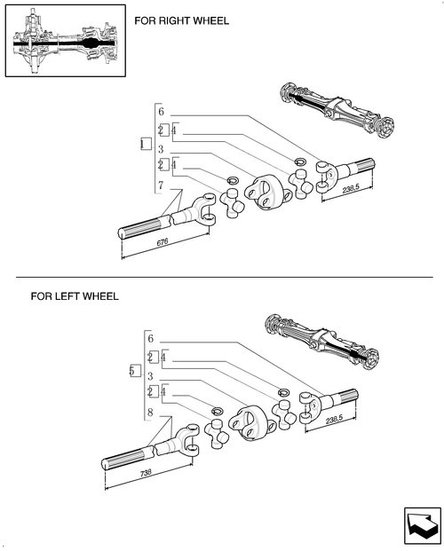 TM140-1.40.7/10A - (VAR.463/1) 4WD FRONT AXLE WITH SUSPENSIONS, BRAKE, TERRALOCK, F.P.S. - ARTICULATED HALF-AXLE
