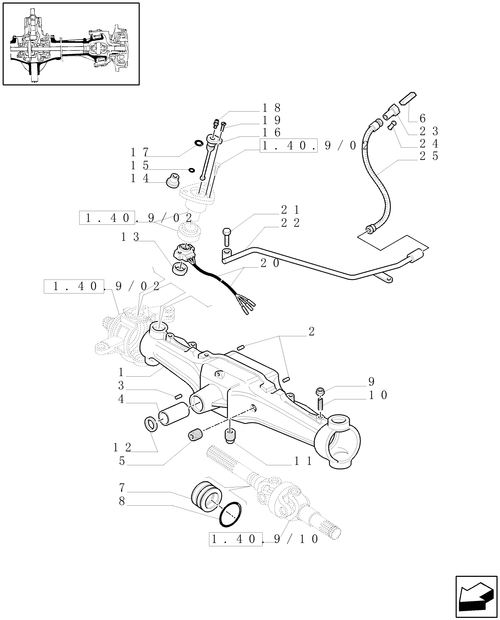 TM140-1.40.9/01 - (VAR.519-520) CLASS 4 4WD FRONT AXLE WITH SUSPENSIONS AND TERRALOCK - BOX