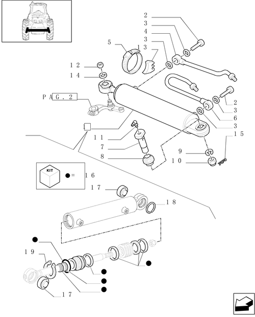 TM140-1.41.0[03] - FRONT AXLE (2WD) - HYDRAULIC STEERING CYLINDER