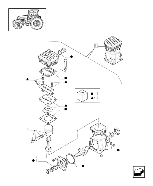 TM140-1.68.6/  A - (VAR.178-385-385/1-385/2) PNEUMATIC TRAILER BRAKES - AIR COMPRESSOR BREAKDOWN