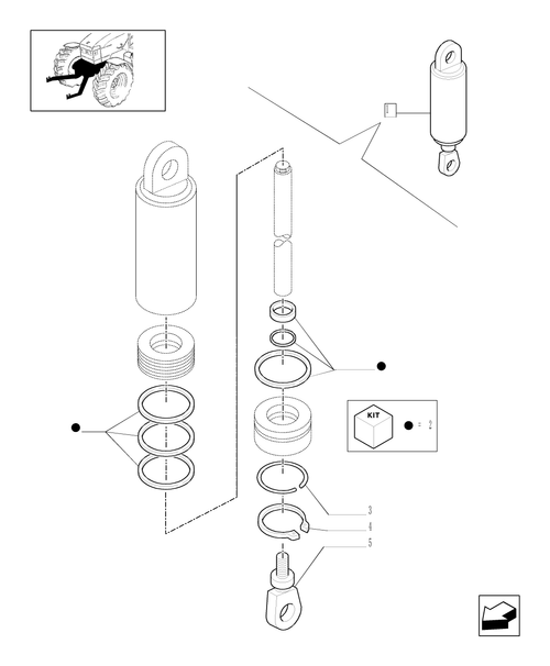 TM140-1.81.9/01A - (VAR.779) FRONT HYDRAULIC LIFT FOR ''SUPERSTEER'' - HYDRAULIC CYLINDER BREAKDOWN