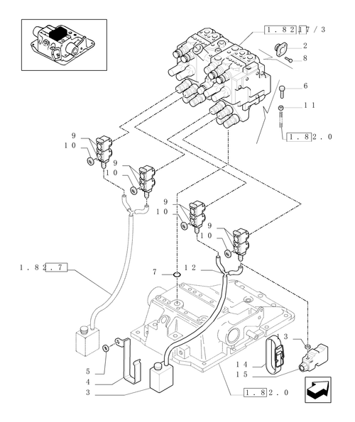 TM140-1.82.7/10 - (VAR.723) 4-CONTROL-VALVE BATTERY WITH JOYSTICK
