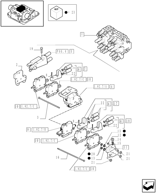 TM140-1.82.7/13[02] - (VAR.900) HYDR. ADJUSTMENT OF RIGHT TIE-ROD FOR CLOSED  CCLS CENTRE - CTRL VALVE, RELEVANT PARTS