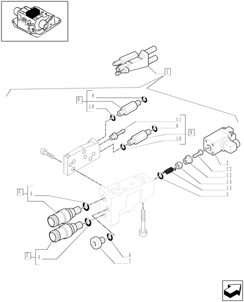 TM140-1.82.7/13[05] - (VAR.900) HYDR. ADJUSTMENT OF RIGHT TIE-ROD FOR CLOSED CCLS CENTRE-IMPLEMENT ADJUS. CTRL VALVE-D5279