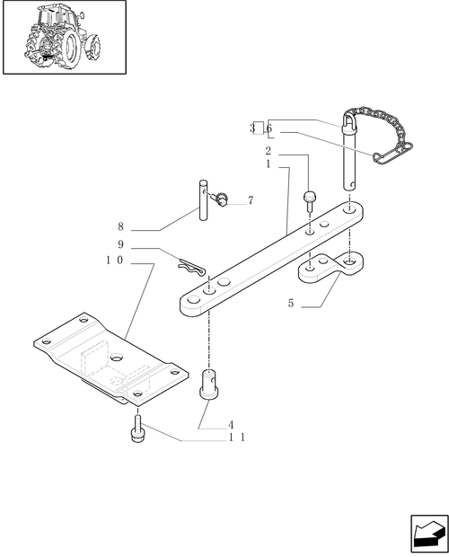 TM140-1.89.0 - (VAR.907) DRAWBAR FOR SLIDING SUPPORT