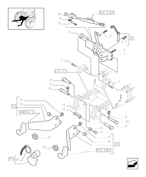 TM140-1.89.6/08[01] - (VAR.779) FRONT HYDRAULIC LIFT FOR ''SUPERSTEER'' - LIFT BOOMS AND SPRAG